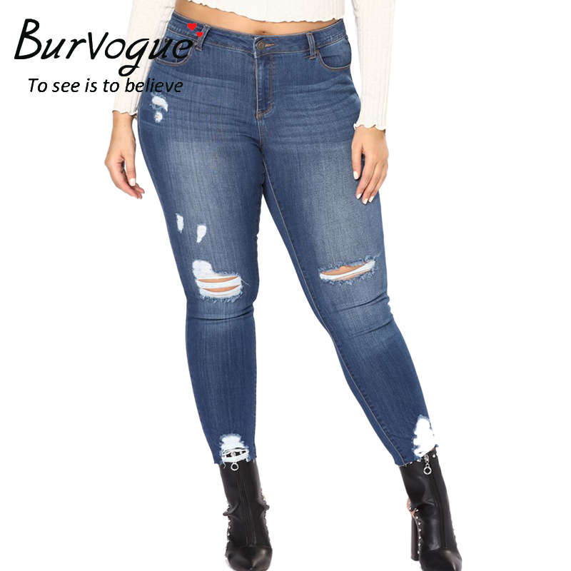 Plus Size Skinny Ripped Jeans For Curvy Women 9 99