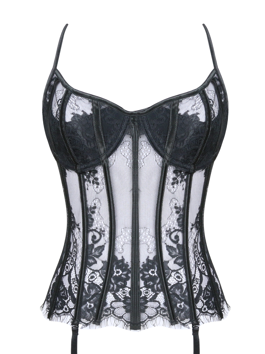 Buy Wholesale Halter Sheer Lace Bustier Overbust Corset Tops With ...