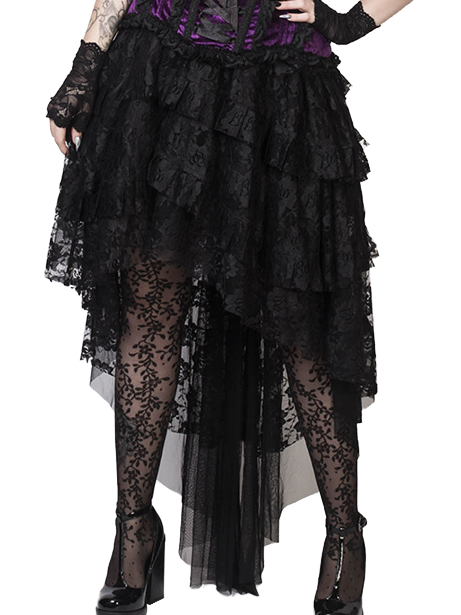 NEW Gothic Elastic Maxi Lace Steampunk Skirts - Burvogue
